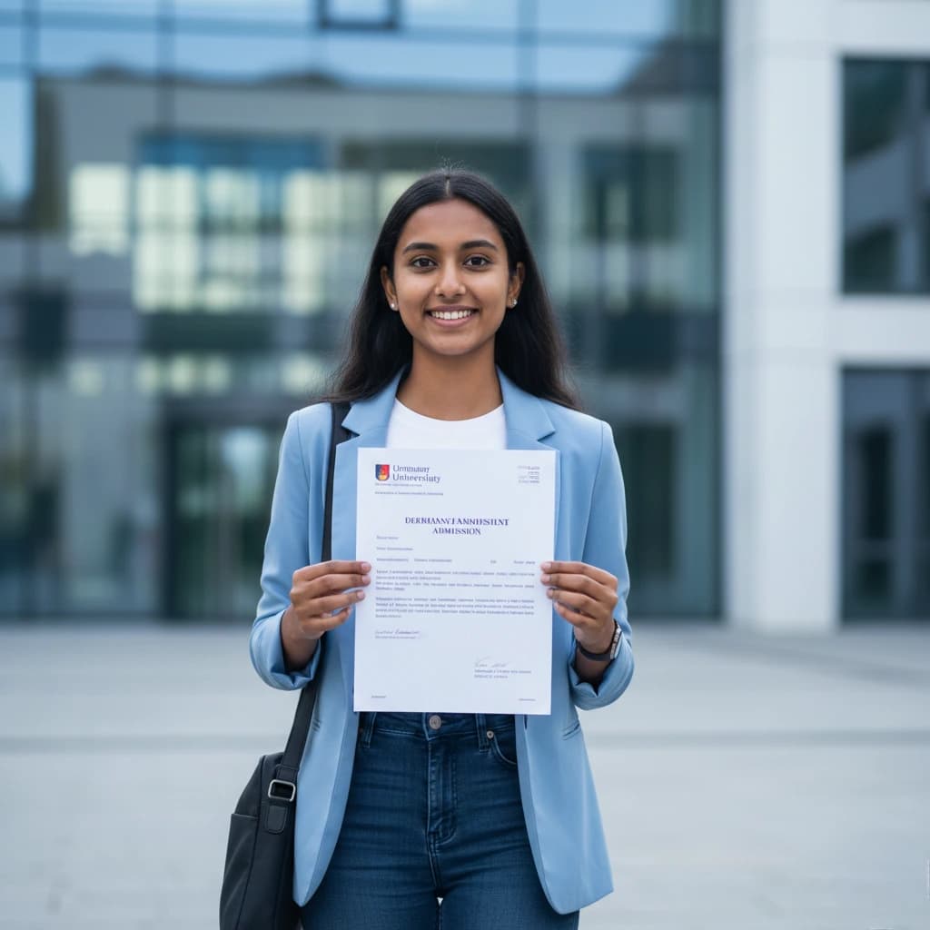 Happy students at a German university campus