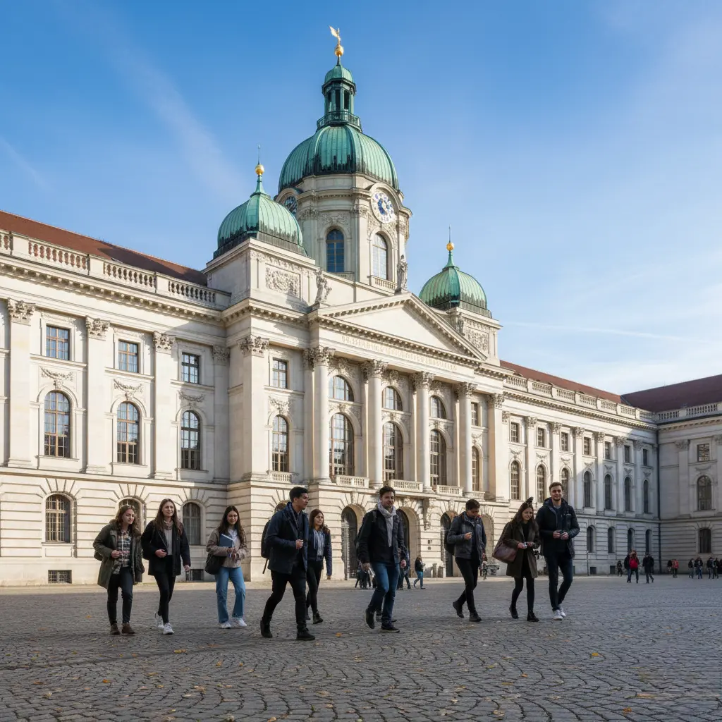German university campus with students